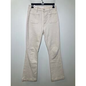 MOTHER Cream Flare Jeans with Front Patch Pockets